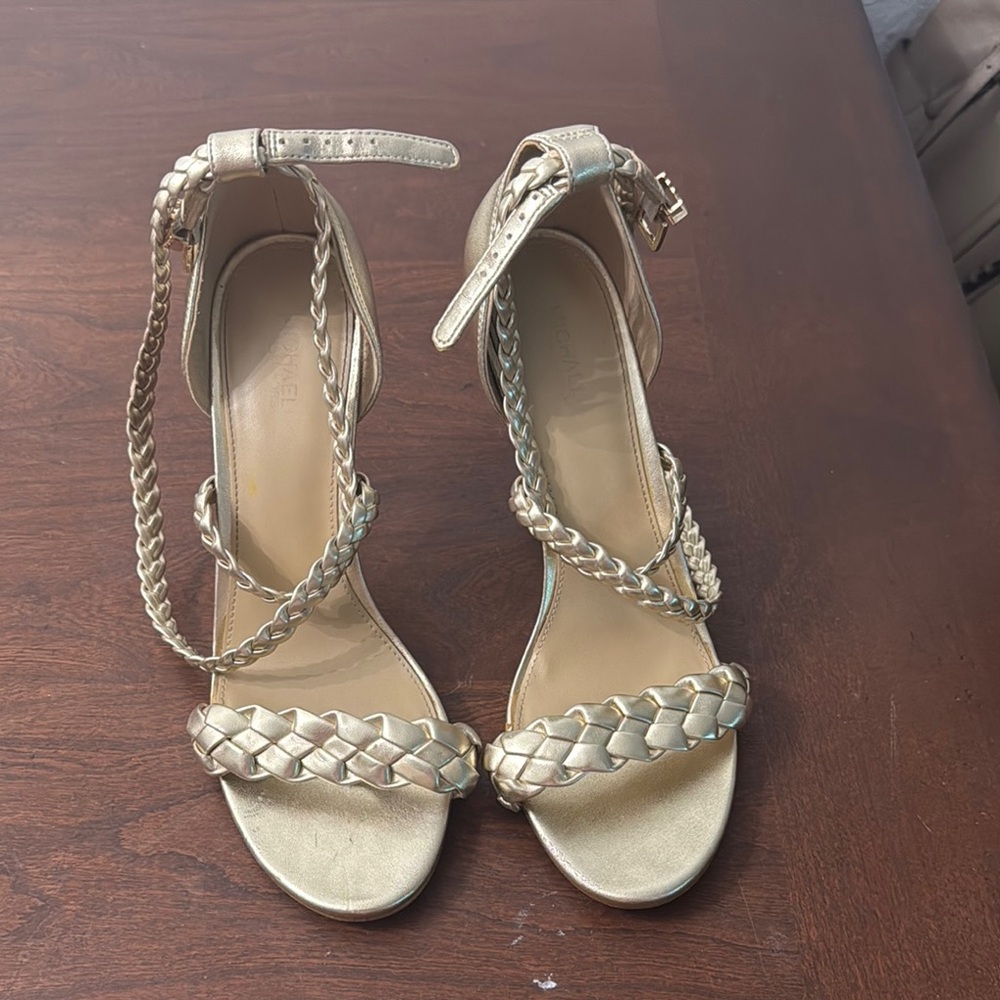 KORS Michael Kors Gold Braided Heels